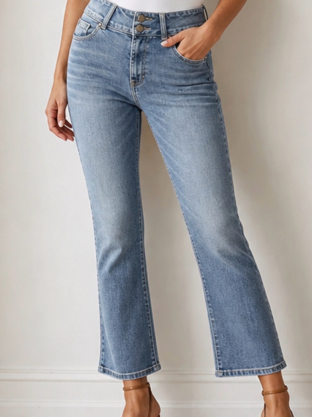 Brodie Faded Blue Women's cropped Jeans - Classic Cropped Denim, Sz 27